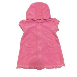 Cuddle Bear Swimsuit Cover Up Pink Terry Cloth Hooded Zip Front Size 12 Months